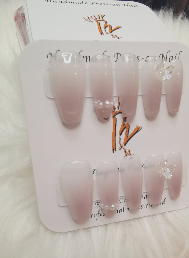 Binzo Beauty Press On Handmade Nails, 10pcs,Nails Art , Acrylic Nails, False Nails，Natually Nails - Image 2
