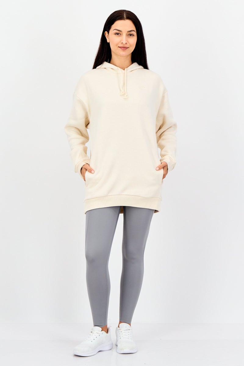 Adidas Women Sportswear Fit Long Sleeve Outdoor Hoodie, Beige - Image 4