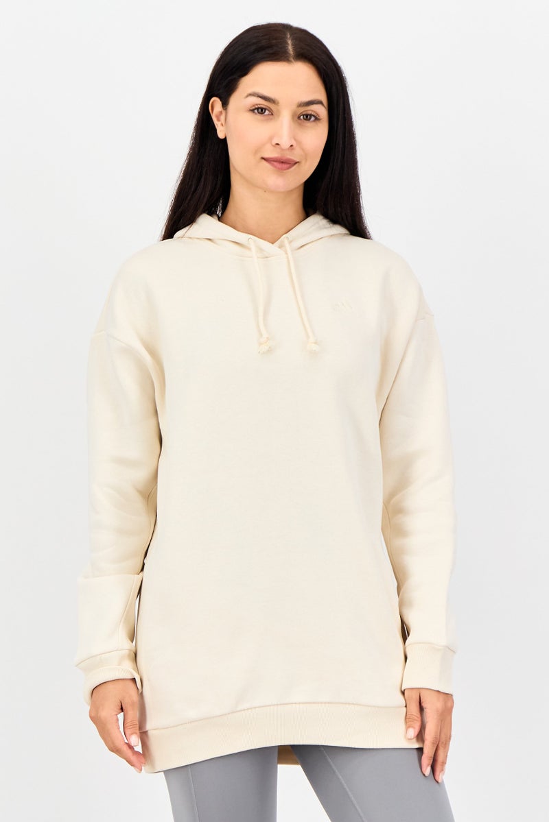 Adidas Women Sportswear Fit Long Sleeve Outdoor Hoodie, Beige - Image 1