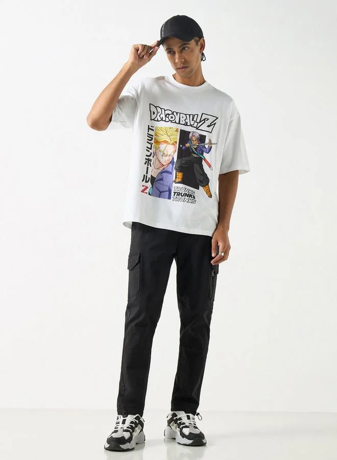 SP Characters Dragon Ball Z Print T-shirt with Crew Neck and Short Sleeves