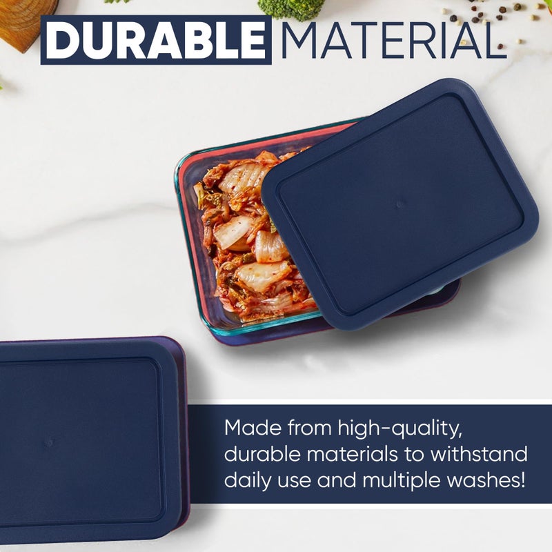 MRX Solutions Replacement Rectangular Lids for Pyrex Glass Food Storage Containers (2) 3-Cup (2) 6-Cup (1) 11-Cup (Navy) - Image 5