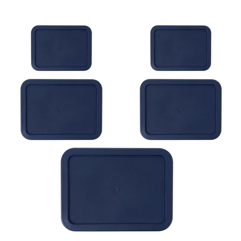MRX Solutions Replacement Rectangular Lids for Pyrex Glass Food Storage Containers (2) 3-Cup (2) 6-Cup (1) 11-Cup (Navy) - Image 1