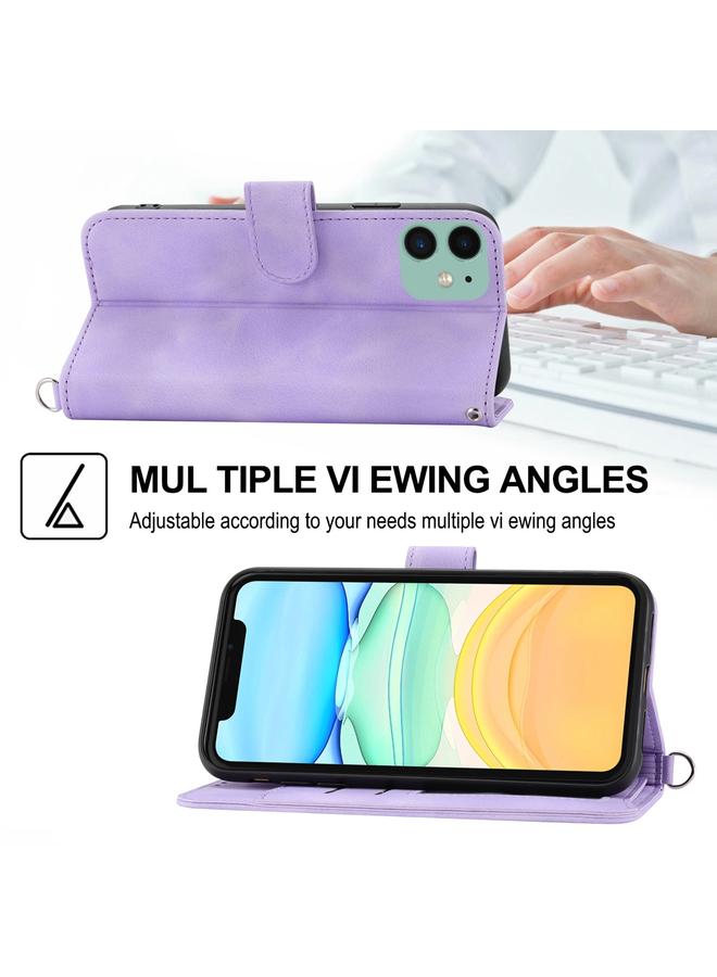 Zaboon Case For iPhone 11 Skin-feel Flowers Embossed Wallet Leather Phone Case - Image 4