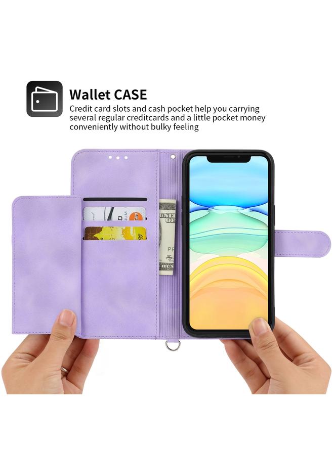 Zaboon Case For iPhone 11 Skin-feel Flowers Embossed Wallet Leather Phone Case - Image 3