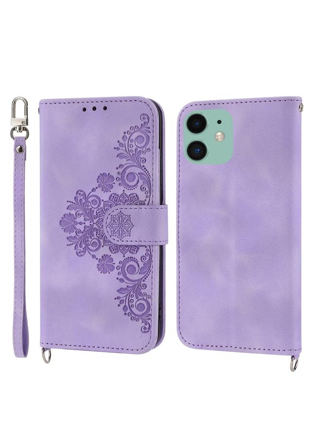 Zaboon Case For iPhone 11 Skin-feel Flowers Embossed Wallet Leather Phone Case - Image 2