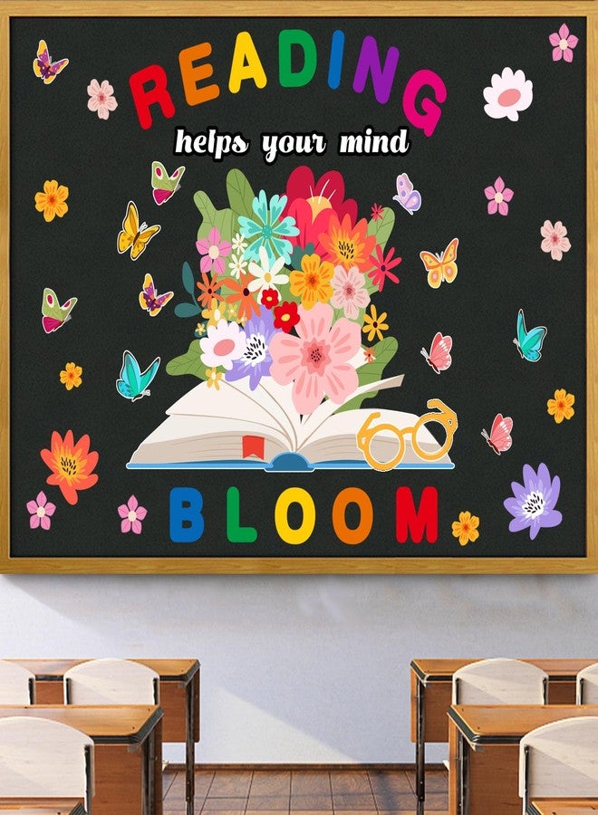 LioNergy Reading Classroom Bulletin Board Set Reading Helps Your Mind Bloom Bulletin Board Decoration Flower Butterfly Cutouts Wall Door Décor for Kindergarten Preschool Elementary Middle School - Image 5