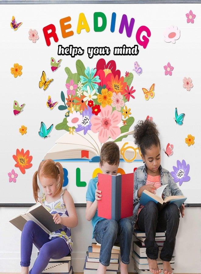 LioNergy Reading Classroom Bulletin Board Set Reading Helps Your Mind Bloom Bulletin Board Decoration Flower Butterfly Cutouts Wall Door Décor for Kindergarten Preschool Elementary Middle School - Image 2