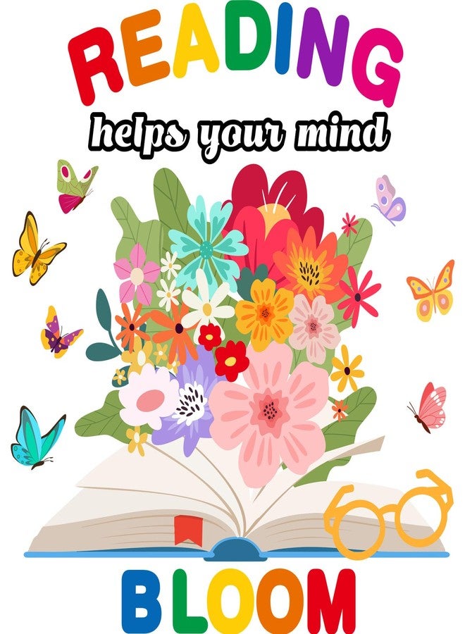 LioNergy Reading Classroom Bulletin Board Set Reading Helps Your Mind Bloom Bulletin Board Decoration Flower Butterfly Cutouts Wall Door Décor for Kindergarten Preschool Elementary Middle School - Image 1