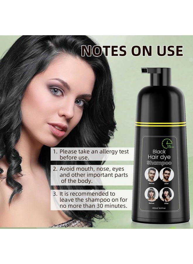 COSMTEK Black Hair Dye Shampoo, Semi-Permanent Hair Color Shampoo for Women and Men, Herbal Ingredients and No Ammonia, 3 in 1-100% Grey Coverage 400ml/ 13.5 fl.oz - Image 5