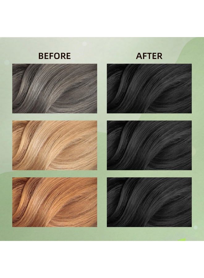 COSMTEK Black Hair Dye Shampoo, Semi-Permanent Hair Color Shampoo for Women and Men, Herbal Ingredients and No Ammonia, 3 in 1-100% Grey Coverage 400ml/ 13.5 fl.oz - Image 2