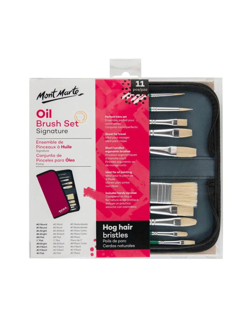 Mont Marte Brush Set In Wallet 11pc - Oil - Image 1