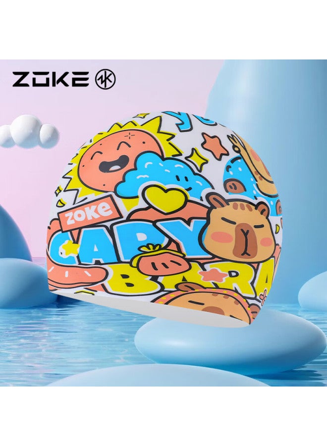 Zoke Children's Swimming Cap, Silicone Waterproof, Non-binding, Comfortable Ear Protection, Hair Protection, Uni Swimming Cap For Boys And Girls, 625603229 - Image 1