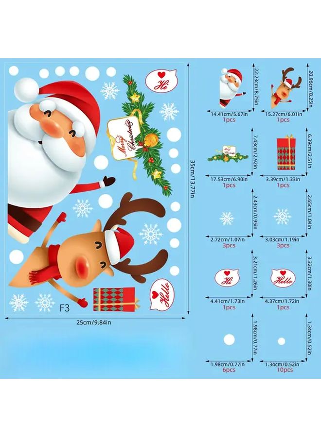 Christmas Window Decals 4pcs A03 Color Santa Claus Tree Holiday Decorations - Image 1