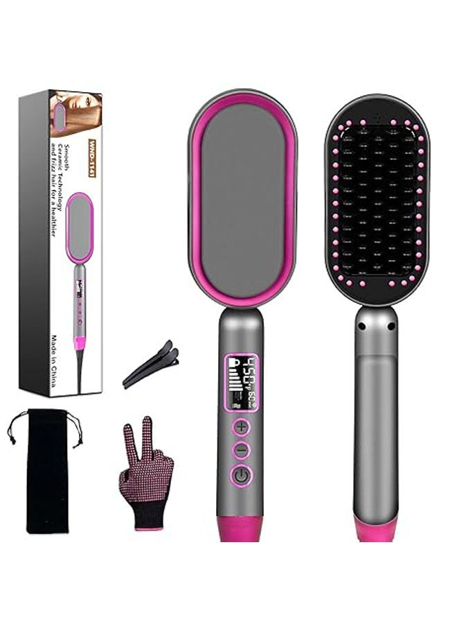 general Ionic hair straightening brush, ceramic heated hair straightening comb, 13 heat settings, with LED display, anti-burn and automatic shut-off, easy to carry - Image 1