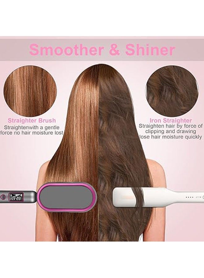 general Ionic hair straightening brush, ceramic heated hair straightening comb, 13 heat settings, with LED display, anti-burn and automatic shut-off, easy to carry - Image 5