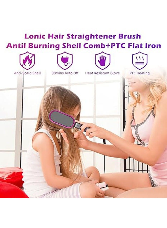general Ionic hair straightening brush, ceramic heated hair straightening comb, 13 heat settings, with LED display, anti-burn and automatic shut-off, easy to carry - Image 2