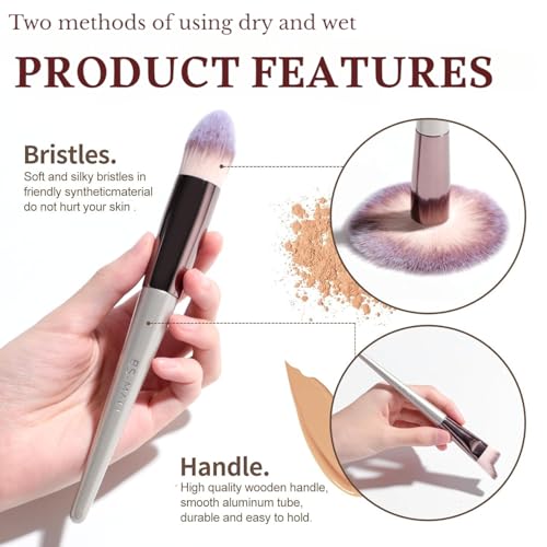 LA VENUST Makeup Brush Set – 18 Pcs Premium Synthetic Brushes for Foundation, Powder, Concealer, Eyeshadow & Blush – Includes Black Leather Carrying Case, champagne gold - Image 5