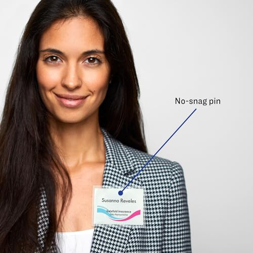 Avery Customizable Name Badges, Pin Style, 2.25" x 3.5", Clear Name Tag Holders, White Laser/Inkjet Printable Inserts, 100 Total (74549) - Image 2