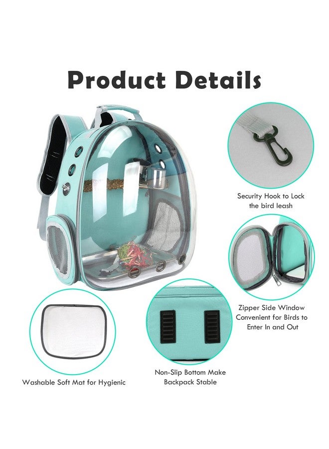 SSAWcasa Bird Carrier Backpack Travel Cage with Perch, Breathable Clear Parrot Cockatiel Cage with Toy Stainless Steel Food Bowl Tray for Conures Parakeet Budgie Canary Lovebirds, Small Animal Pet Carrier Bag - Image 2