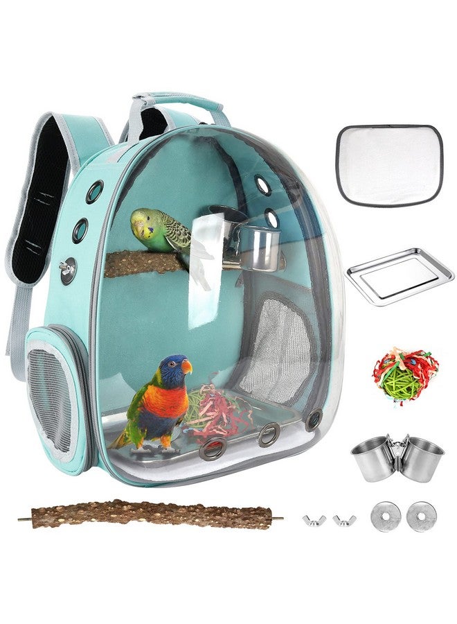 SSAWcasa Bird Carrier Backpack Travel Cage with Perch, Breathable Clear Parrot Cockatiel Cage with Toy Stainless Steel Food Bowl Tray for Conures Parakeet Budgie Canary Lovebirds, Small Animal Pet Carrier Bag - Image 1