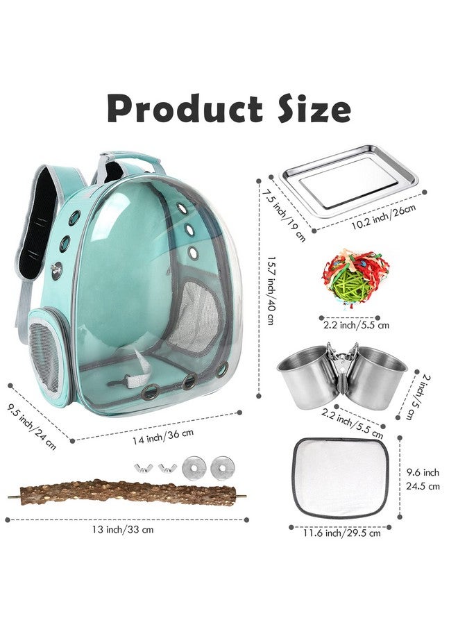SSAWcasa Bird Carrier Backpack Travel Cage with Perch, Breathable Clear Parrot Cockatiel Cage with Toy Stainless Steel Food Bowl Tray for Conures Parakeet Budgie Canary Lovebirds, Small Animal Pet Carrier Bag - Image 5