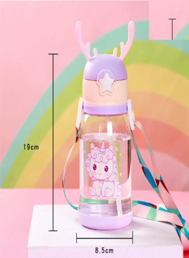 RPC99 Cartoon Designed Sippy Water Cup Bottle With Straw, Portable Leakproof Plastic Sipper Water Bottle With Strap for Kids and Toddlers (Blue) - Image 4