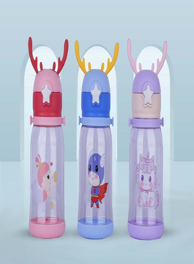 RPC99 Cartoon Designed Sippy Water Cup Bottle With Straw, Portable Leakproof Plastic Sipper Water Bottle With Strap for Kids and Toddlers (Blue) - Image 5