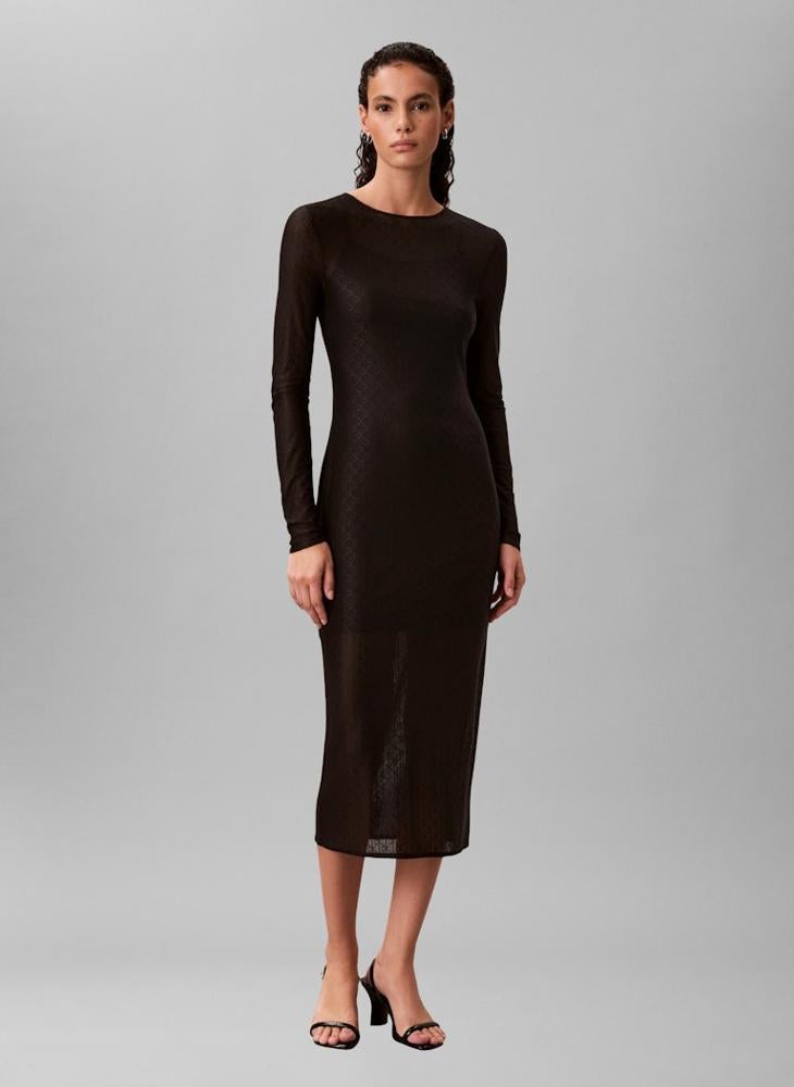 Calvin Klein Jeans Mesh Detail Long Sleeve Maxi Dress - Image 1