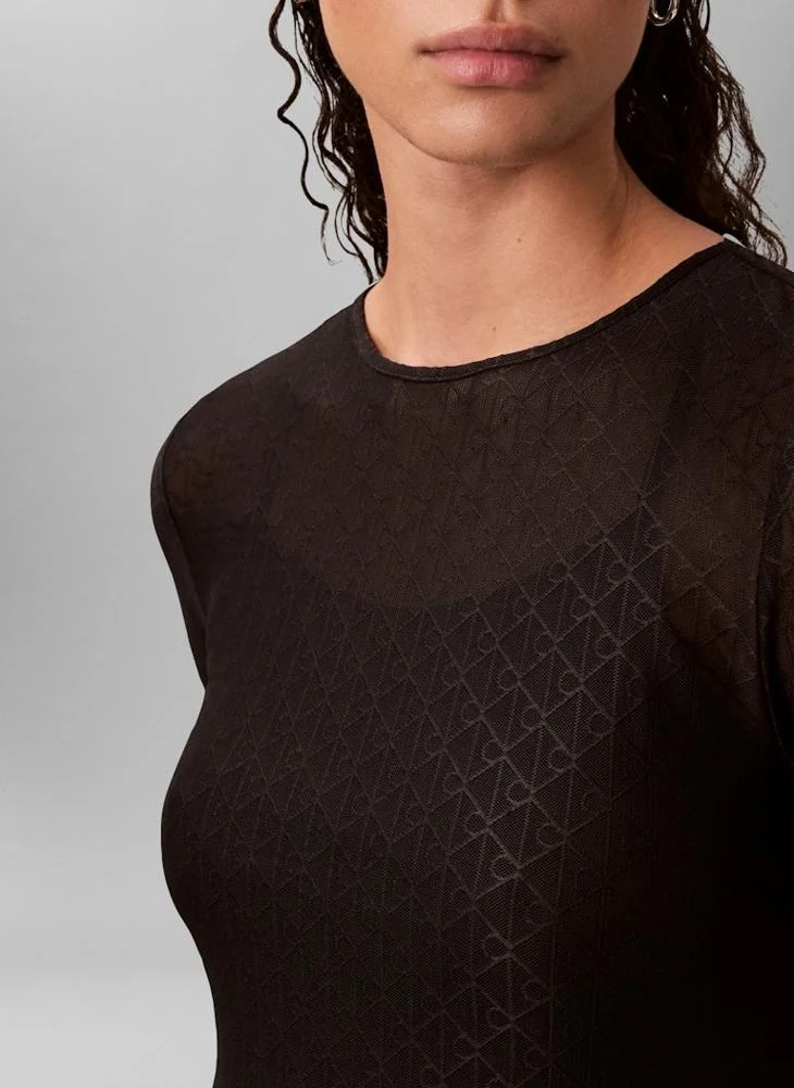Calvin Klein Jeans  Mesh Detail Long Sleeve Maxi Dress for Women | Best Price UAE