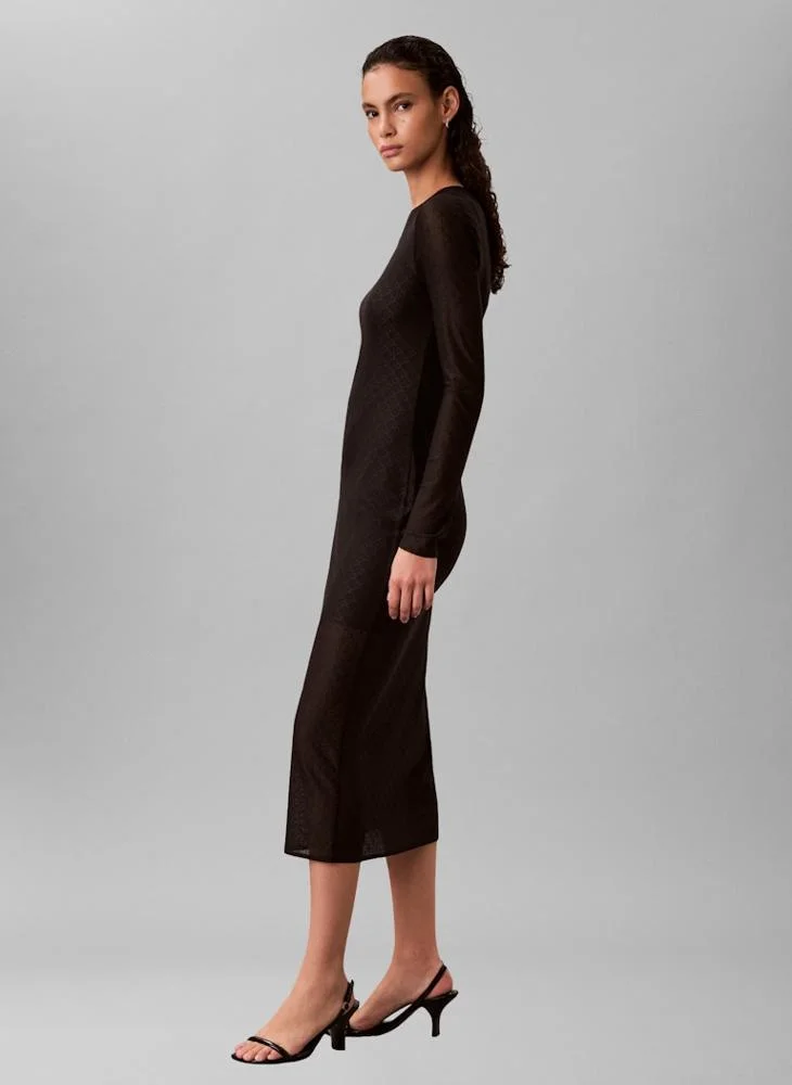 Calvin Klein Jeans  Mesh Detail Long Sleeve Maxi Dress for Women | Best Price UAE