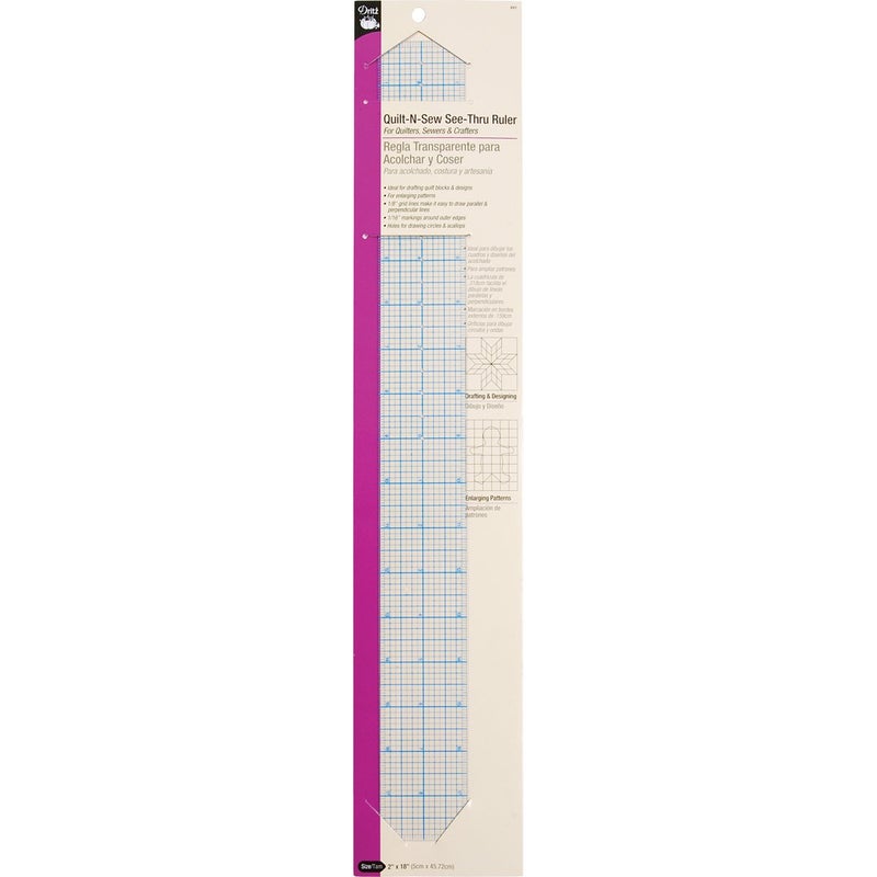 Dritz 2" x 18" See-Thru Ruler for Accurate Positioning and Marking - Image 1