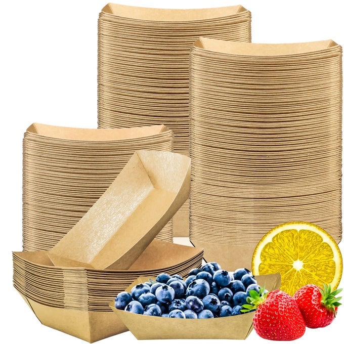 200 PACK SMALL PAPER FOOD TRAYS 025 LB DISPOSABLE KRAFT FOOD BOATS BROWN TAKE OUT FOOD SERVING TRAYS GREASE RESISTANT FOOD BOAT FOR PARTY SNACKS HOT DOGS TACOS 41 X 25 INCH BROWN