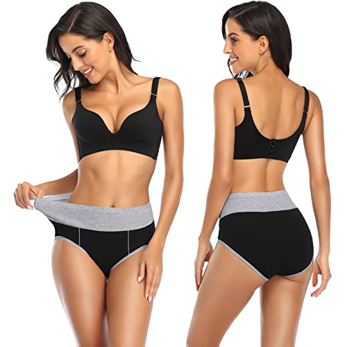 Annenmy Tummy Control Postpartum Underwear for Women Cotton High Waisted Underwear Full Coverage Briefs Ladies underwear Panties Plus Size, Black/Gray/Pink/Navy Blue/Purple/Red, XX-Large - Image 5