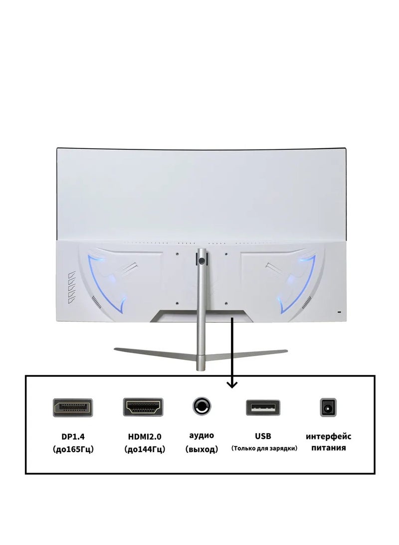 HILUKE 27-inch Curved Gaming Monitor, Full HD 2K 2560x1440 LED Backlight Monitor, with 165Hz Refresh Rate and Eye-Care Technology, 178° Wide View Angle,DP+HDMI White  - Image 2