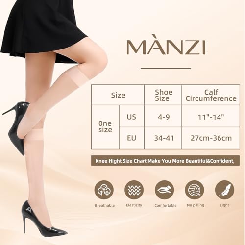 MANZI 12 Pairs Lady's Sheer Knee High Stockings, 12 Pairs Nude - Image 5