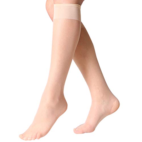 MANZI 12 Pairs Lady's Sheer Knee High Stockings, 12 Pairs Nude - Image 1