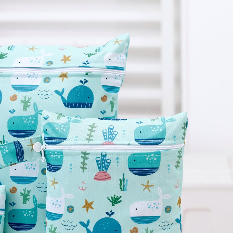 Happy Flute 3 Set Wet Bag Storage Bag Zipper Waterproof Washable Travel Bags  Beach  Pool  Gym Bag For Cloth Diaper  Swimsuits & Wet Clothes (Ef696) - Image 2
