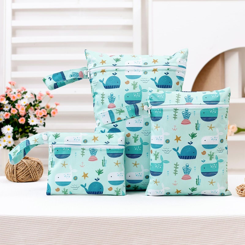 Happy Flute 3 Set Wet Bag Storage Bag Zipper Waterproof Washable Travel Bags  Beach  Pool  Gym Bag For Cloth Diaper  Swimsuits & Wet Clothes (Ef696) - Image 1