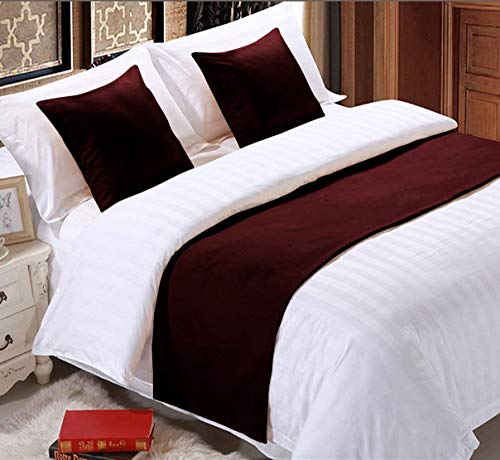 Elegant Decor Bed Runner With 2 Piece Cushion Covers - 800 Thread Count - Luxury Decorative Bed Scarf - 100% Egyptian Cotton - King, Wine - Image 1