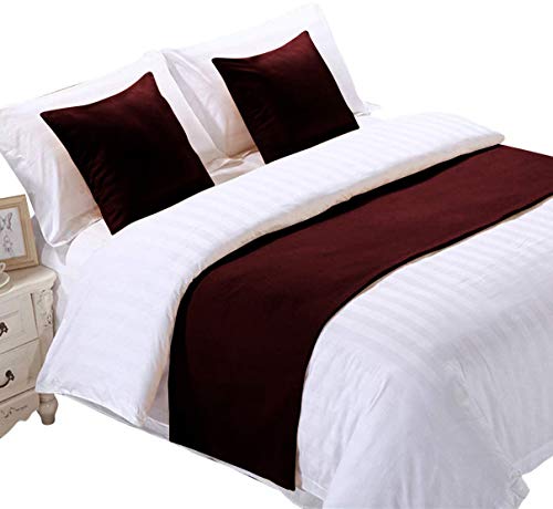 Elegant Decor Bed Runner With 2 Piece Cushion Covers - 800 Thread Count - Luxury Decorative Bed Scarf - 100% Egyptian Cotton - King, Wine - Image 2