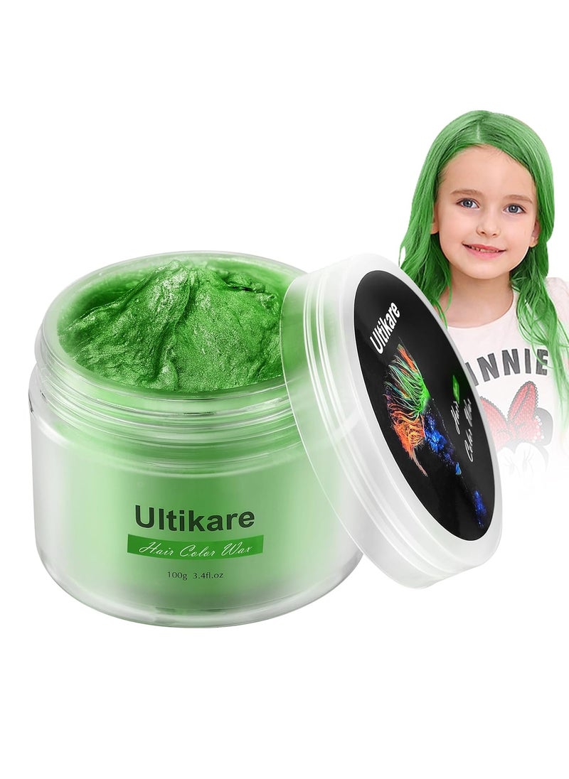 Ultikare Ultikare Green Hair Color for Kids - Instant Mud Cream Gel Wax, 3.4 Fl Oz, Christmas Girl Gifts, Party, Cosplay DIY, Children's Day 