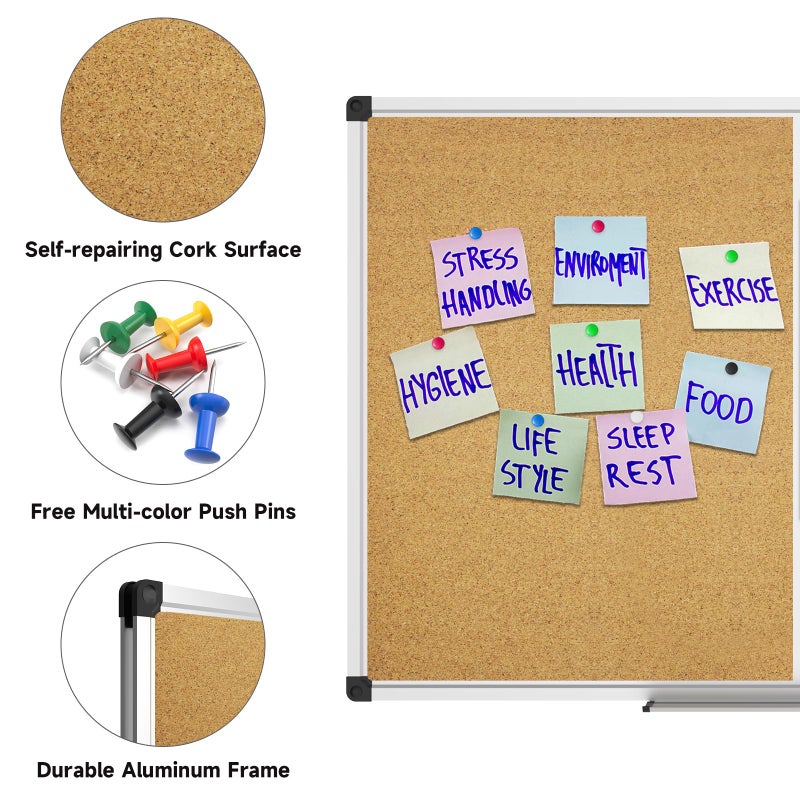 XBoard Magnetic whiteboard 36 x 24 - Combo Whiteboard Dry Erase Board Cork Board 36 x 24 - Image 2