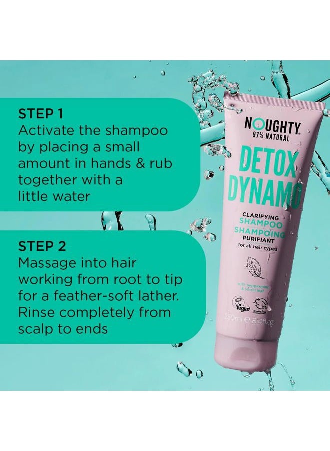 NOUGHTY 97% Natural, Detox Dynamo Clarifying Shampoo, Sulphate Free Vegan Haircare, Refreshing Residue Removing Hair Cleanser, Suitable for Every Day Use, with Peppermint & Sorrel Leaf 250ml - Image 3