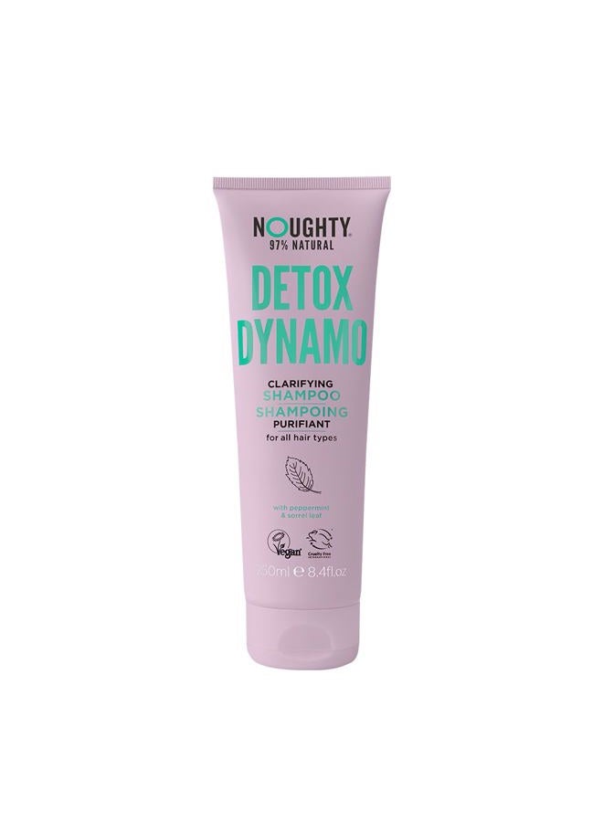 NOUGHTY 97% Natural, Detox Dynamo Clarifying Shampoo, Sulphate Free Vegan Haircare, Refreshing Residue Removing Hair Cleanser, Suitable for Every Day Use, with Peppermint & Sorrel Leaf 250ml - Image 1