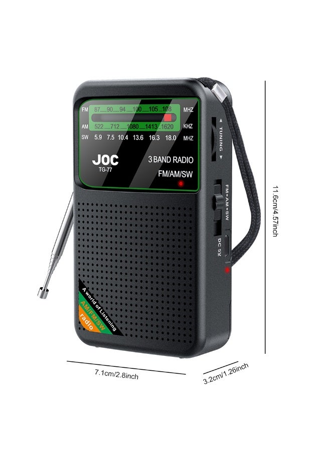 جوك راديو جيب للطوارئ FM AM SW راديو مدمج بمكبر صوت راديو ترانزستور من النوع C مشغل راديو قابل لإعادة الشحن للمنزل والمشي لكبار السن - Image 5