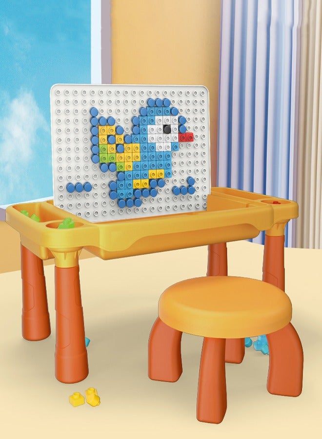 All-in-One Multi Activity Building Block Table Set Includes 100pcs+erasable brushes * 2，Toys for Boys and Girls of 3-12 Years Old kids toys，Kids Multifunctional Educational Block Table - Image 1