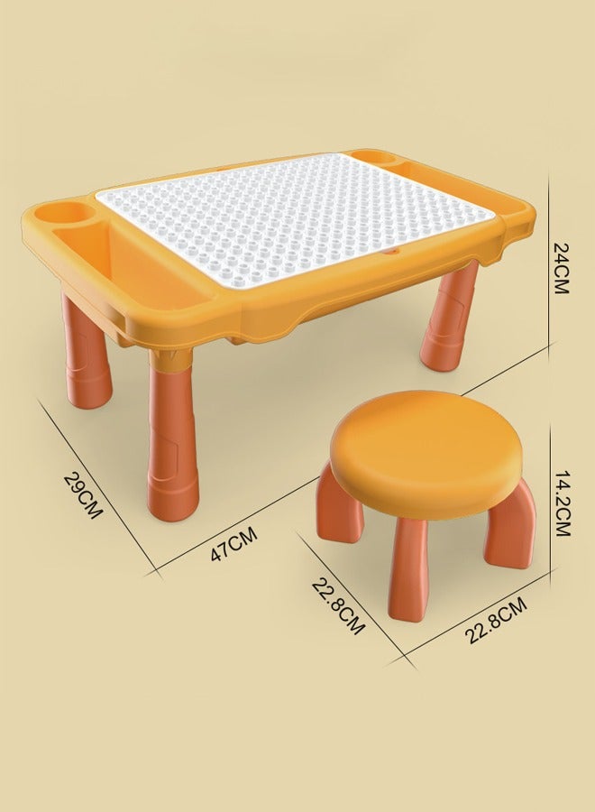 All-in-One Multi Activity Building Block Table Set Includes 100pcs+erasable brushes * 2，Toys for Boys and Girls of 3-12 Years Old kids toys，Kids Multifunctional Educational Block Table - Image 2