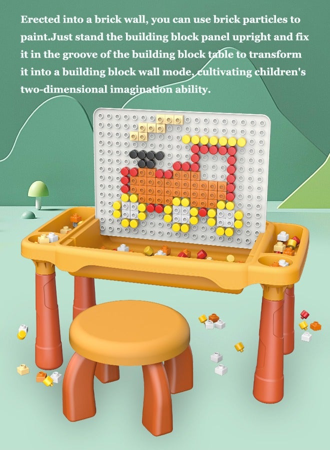 All-in-One Multi Activity Building Block Table Set Includes 100pcs+erasable brushes * 2，Toys for Boys and Girls of 3-12 Years Old kids toys，Kids Multifunctional Educational Block Table - Image 5