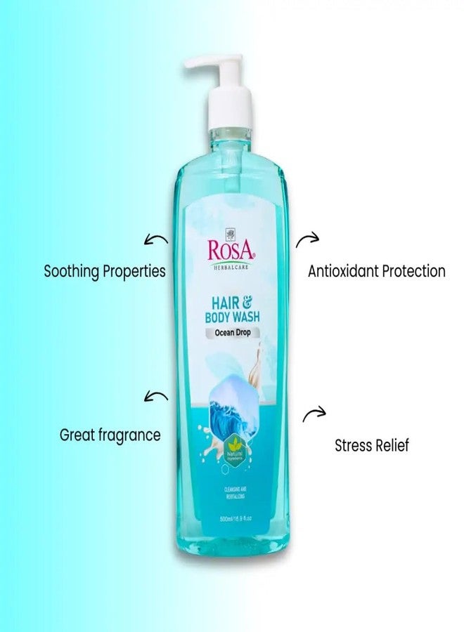 Rosa Ocean Drop Hair & Body Wash For Unisex | Lemon, Vitamin-E & Mix Fruit Cleansing and Revitalizing I Bright Skin I Unisex - (Pack of 1-500) ml - Image 2