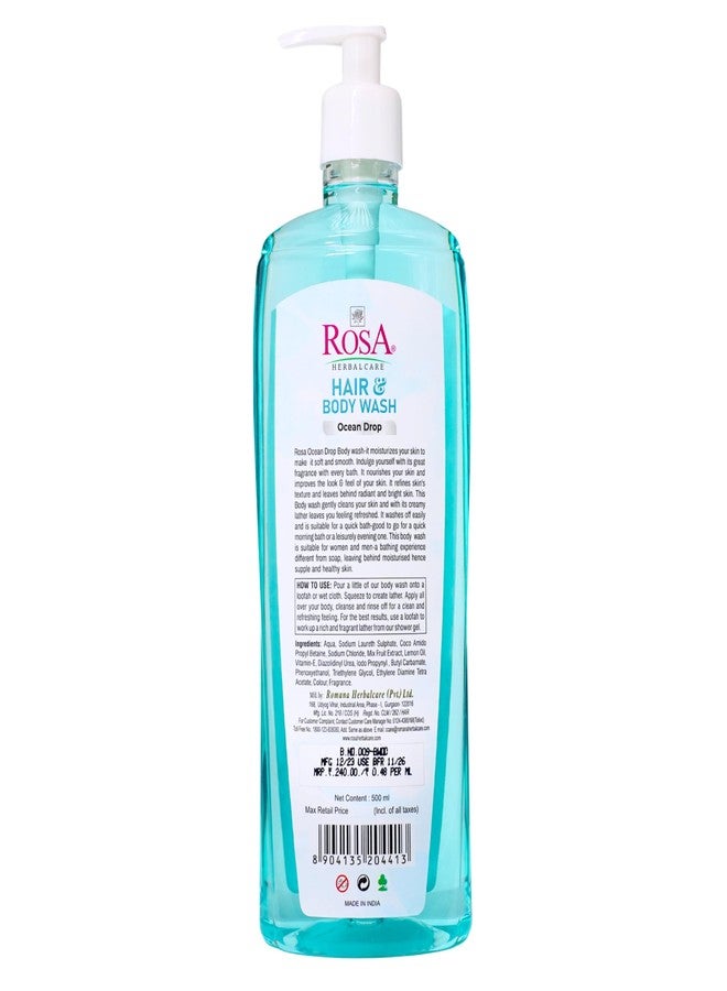 Rosa Ocean Drop Hair & Body Wash For Unisex | Lemon, Vitamin-E & Mix Fruit Cleansing and Revitalizing I Bright Skin I Unisex - (Pack of 1-500) ml - Image 3